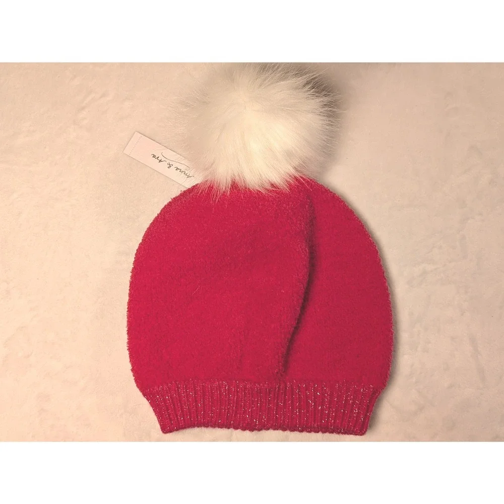 Anna & Ava Bundle 2 Cable Knit Beanie Hat Ivory Pink‎ One Size Retail total $66 - Picture 9 of 13